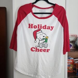 Peanuts Festive Red and White Holiday Top